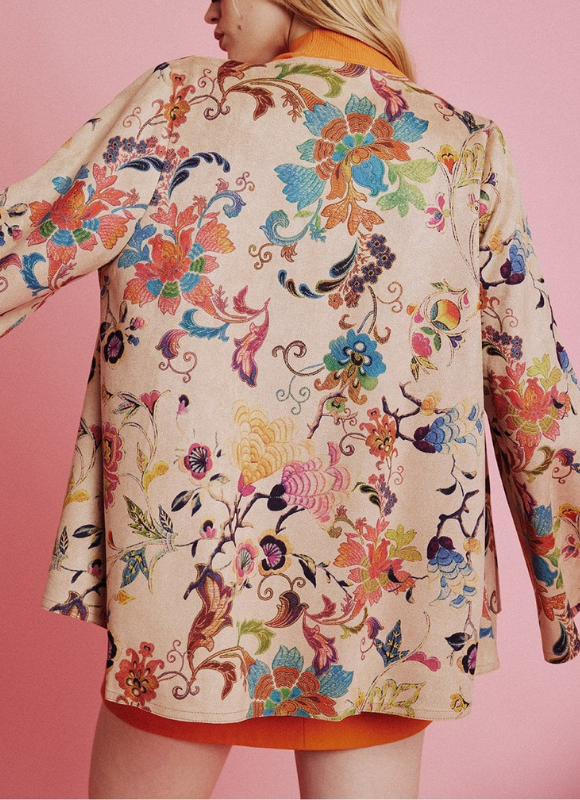 Jayley Collection Faux Suede Printed Jacket