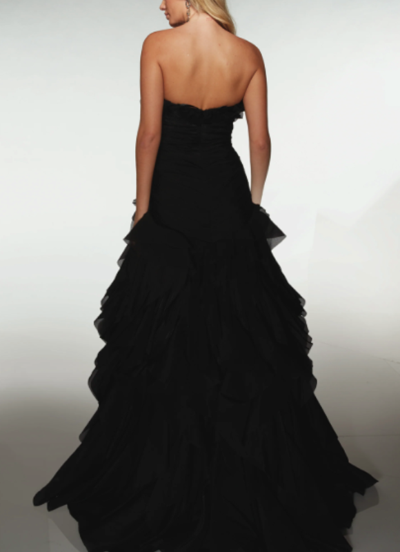 Alyce Paris Long Sweetheart Neckline Ruffles A-Line Dress