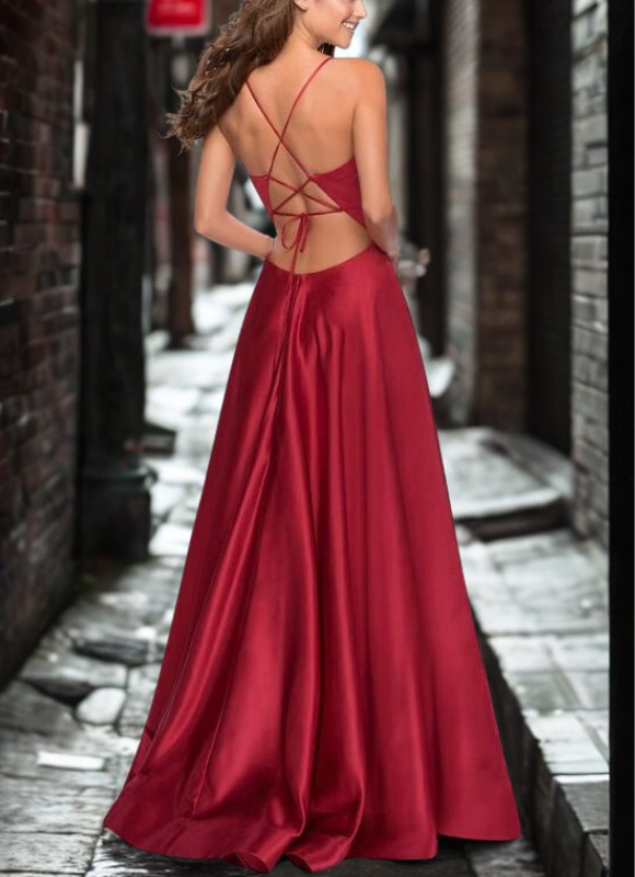 La Femme A-Line Satin Gown