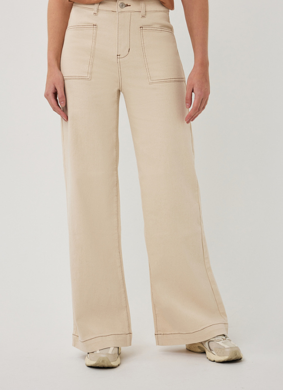 Esqualo Wide Leg Beige Pants