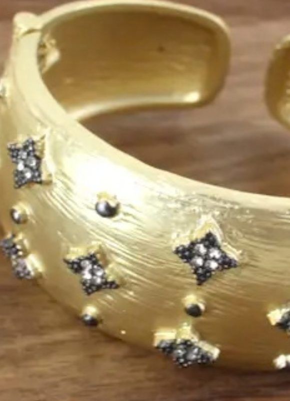 Pretty Persuasions Wide Hem Cross Crystal Hinged Bangle Cuff Bracelet