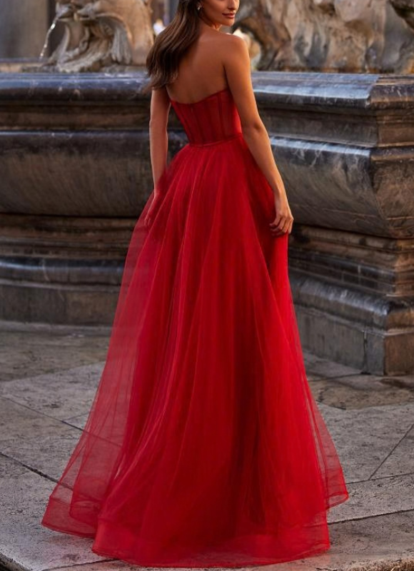 La Femme Tulle Dress With Corset Top