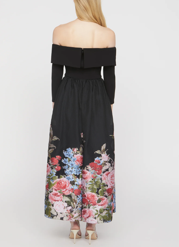 JS Collections Margaret Mixed Media Gown