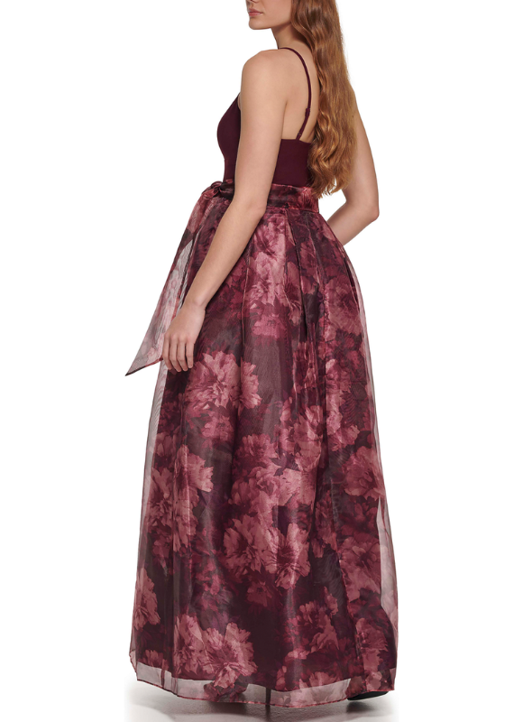 Eliza J Sleeveless Sweetheart Neck Bow Detail Organza Gown