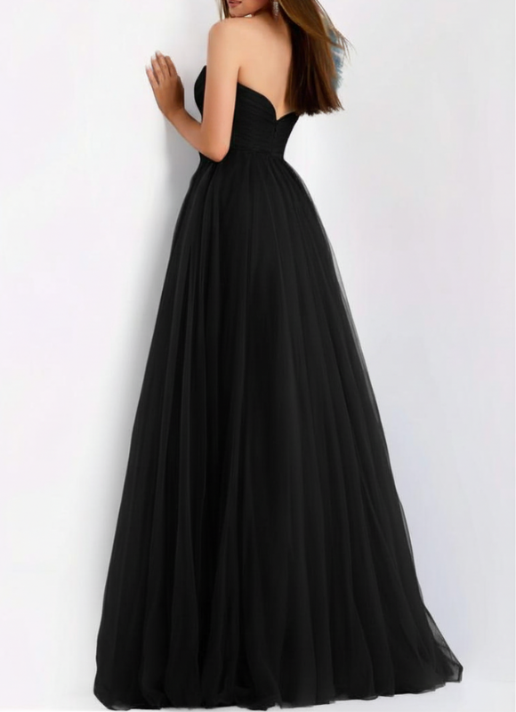 Jovani Ruffle Shoulder High Slit Gown