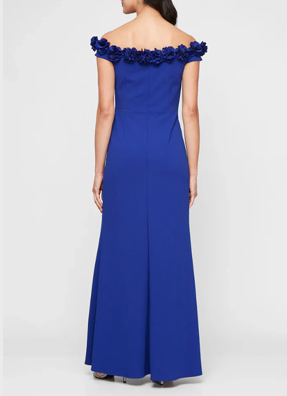Jeanne Alexander 3D Floral Off The Shoulder Gown