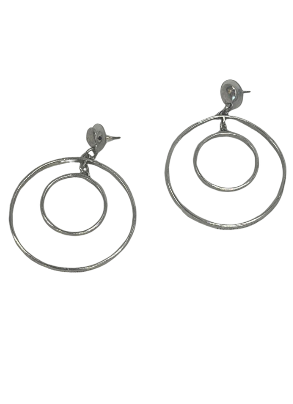 Karine Sultan Silver Double Circle Dangle Earring