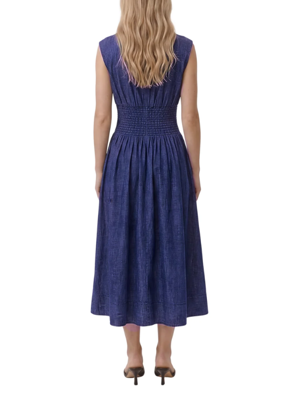 Tractr Smocked Waist Zip Front Maxi Dress