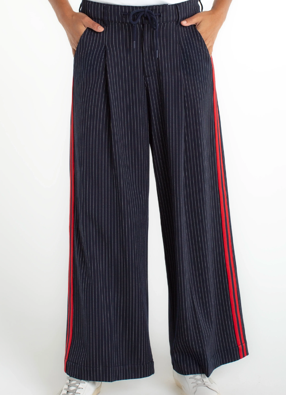 Liverpool Wide Leg Pleated Trouser With Side Stripe