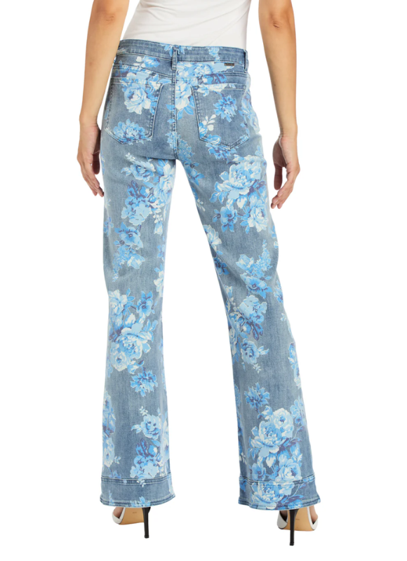 Tractr Printed Blue Floral Flare
