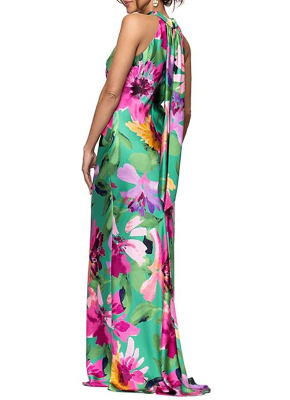 Xscape Halter Satin Long Dress