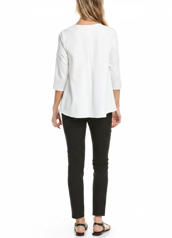 Gracia Flower Applique Loose Fit Long Sleeve Blouse