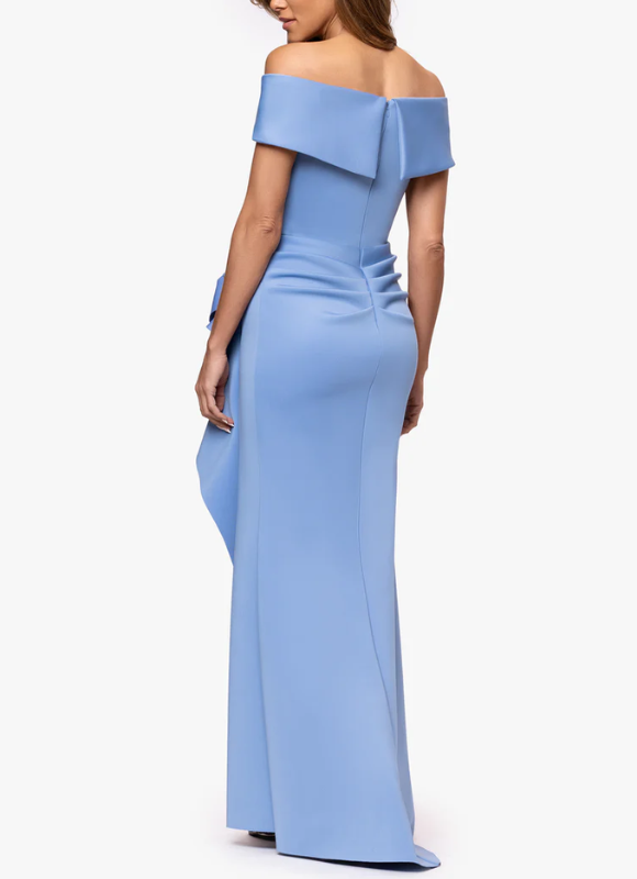 Xscape Patti Long Off the Shoulder Techno Scuba Dress