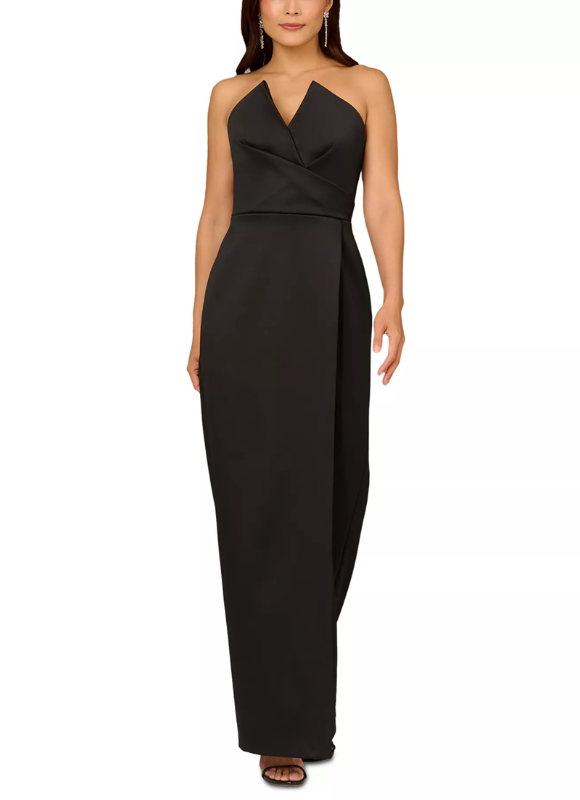 Aidan Mattox Bonded Satin Long Dress