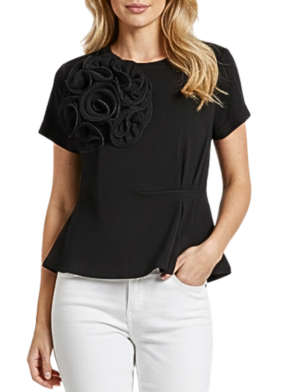 Gracia Jersey Tee wit h Side Flower Detail