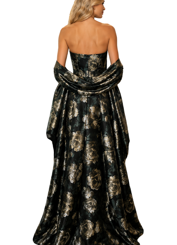 Alex Evenings Jacquard Floral Dress With Wrap
