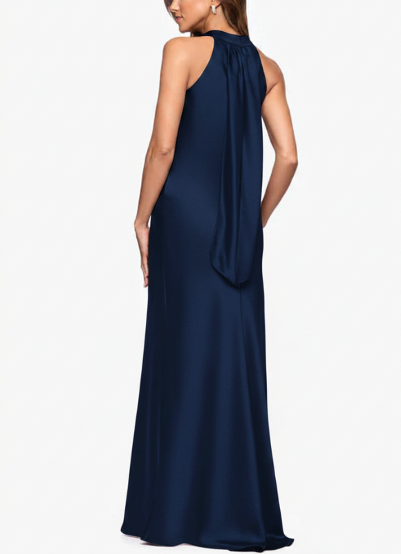 Xscape Francesca Satin Halter Tie Neck Dress