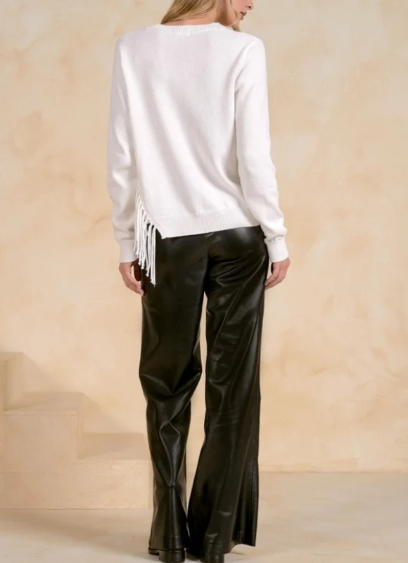 Elan Asymmetrical Fringe Sweater