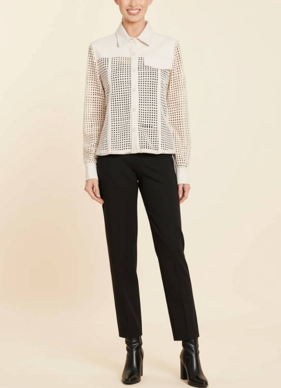 Dolce Cabo Suede Lattice Cut Out Shirt