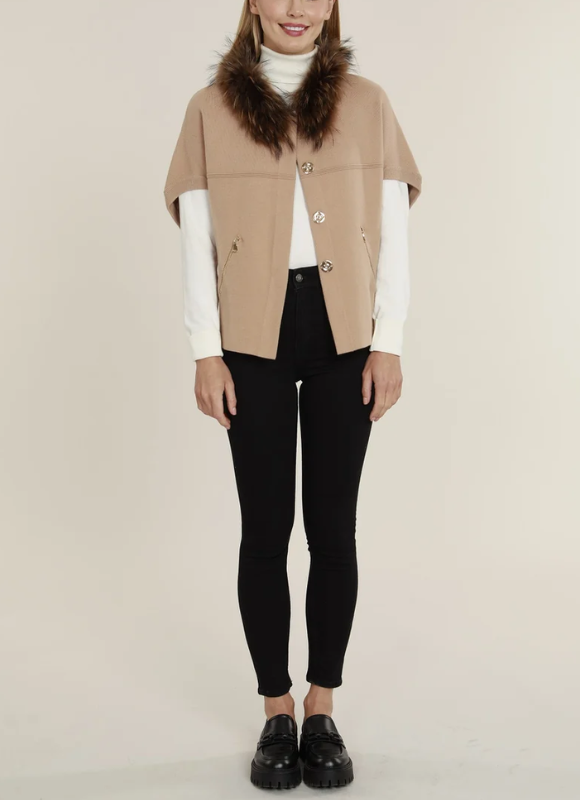Dolce Cabo Faux Fur Trim Cardigan