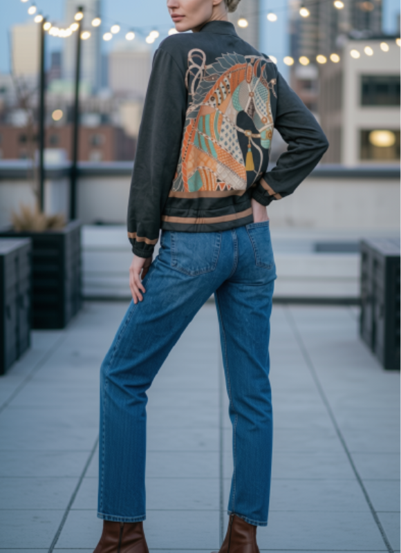 Loowie Equestrian Print Bomber Jacket