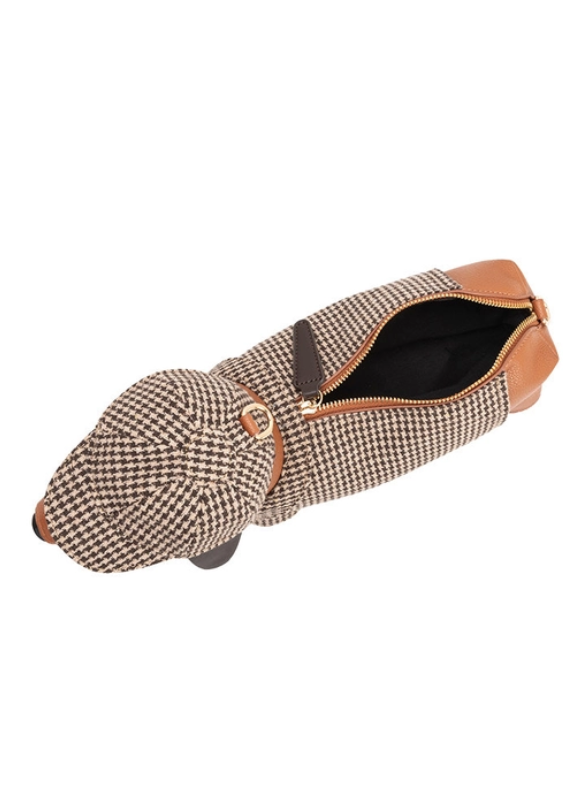 Melie Bianco Dog Houndstooth Vegan Leather Crossbody Bag