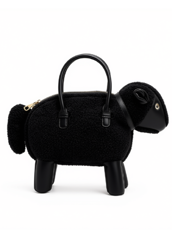 Melie Bianco Sheep Black Vegan Leather Crossbody Bag