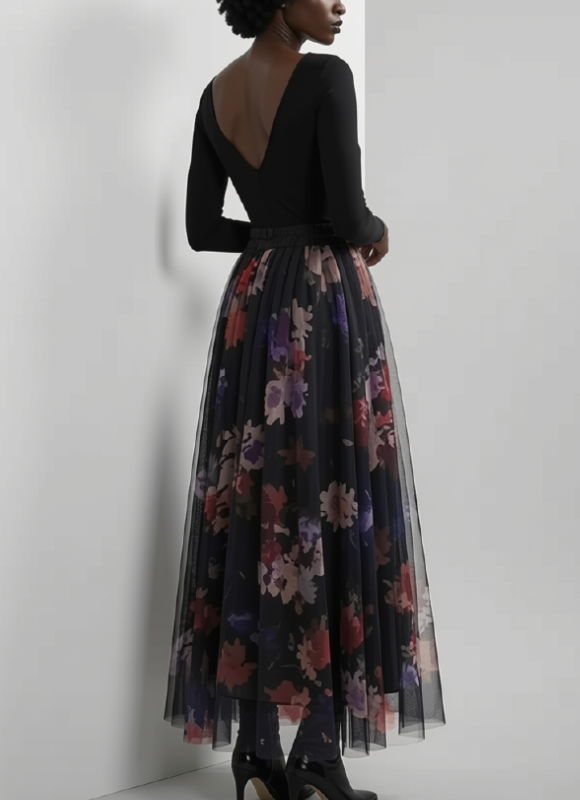 Loowie Tie-Dye Floral Skirt