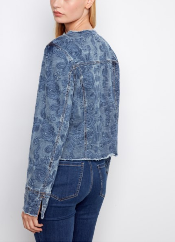 Charlie B  Denim Collarless Jacket