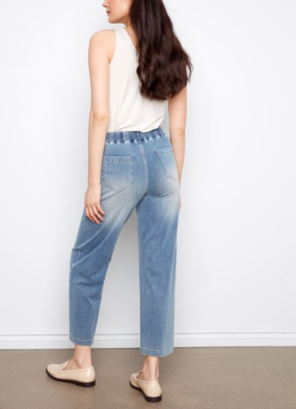Charlie B Knit Denim Wide Leg Jogger Pants