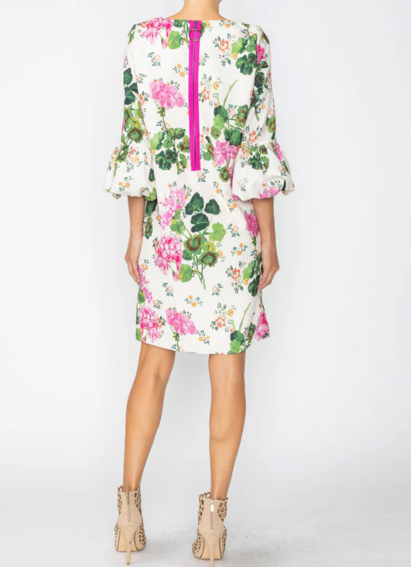 IC Collection 3/4 Sleeve Floral Midi Dress
