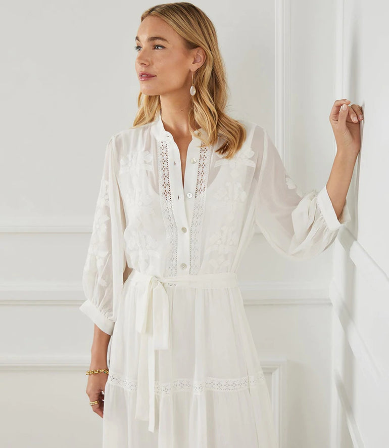 Karen Kane Embroidered Tiered Dress