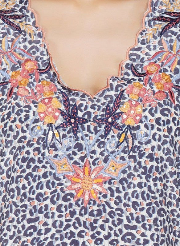 America & Beyond Night Sky Animal Print Kaftan